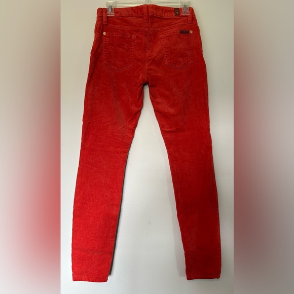7 for all mankind skinny corduroy red-orange crop jeans sz 26 great condition - Picture 3 of 6